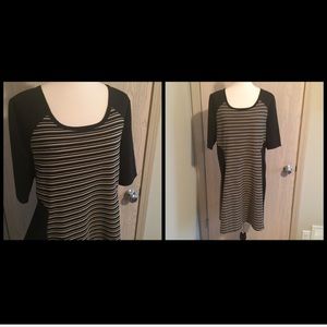 Lane Bryant Black & Taupe Striped Dress
